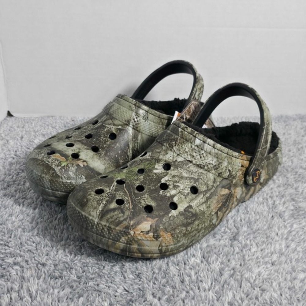 Crocs Realtree APX‎ Classic Faux Fur Lined Clogs Camo Size M9 W11 210879-90H NWT